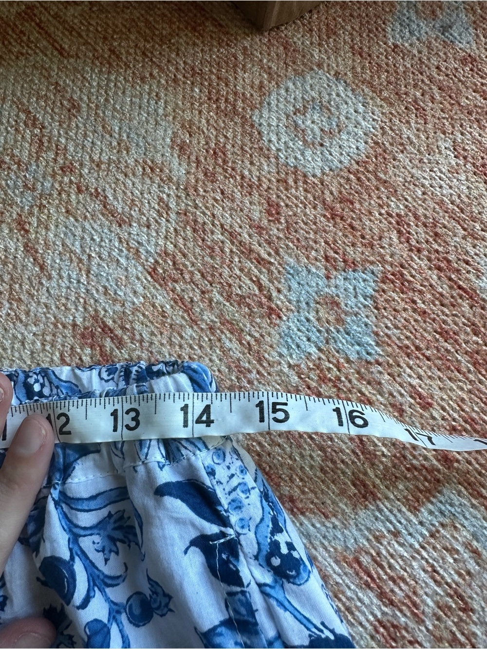 ANOKHI cotton drawstring blue and white floral beach pants size small - Picture 4 of 6